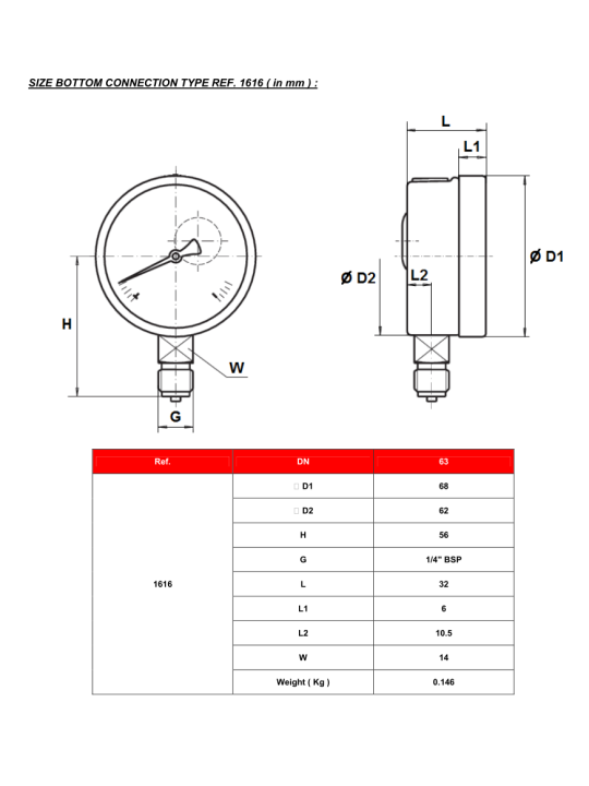 Manometer G 1/4″ – RADIAL Ø63