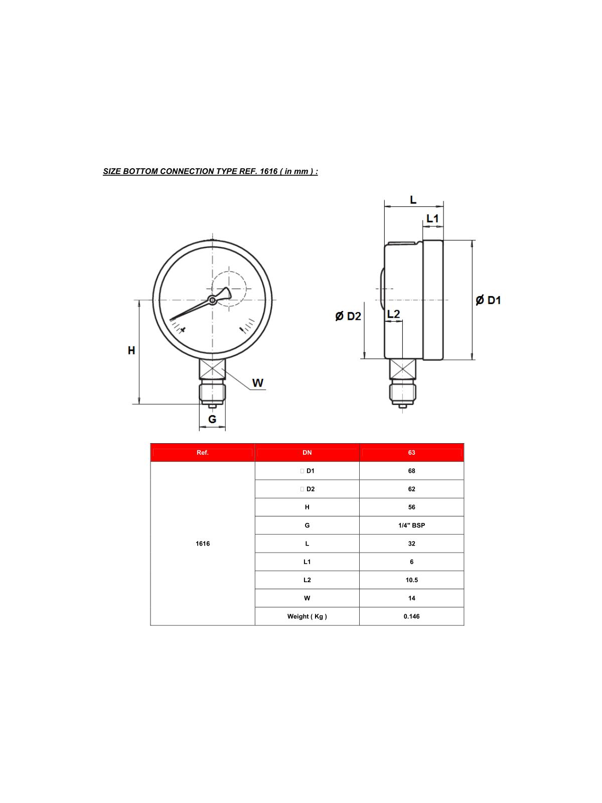 Manometer G 1/4″ – RADIAL Ø63