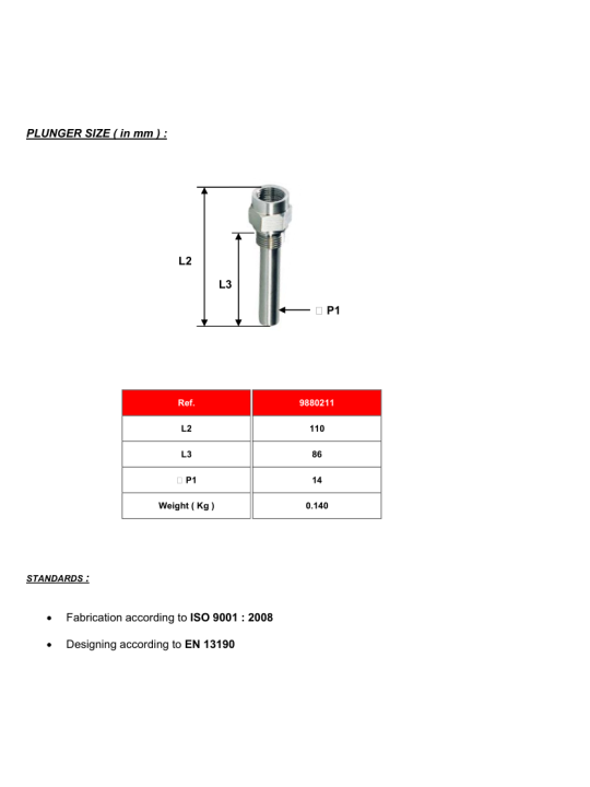 Teploměrová jímka G 1/2″ – Ø14