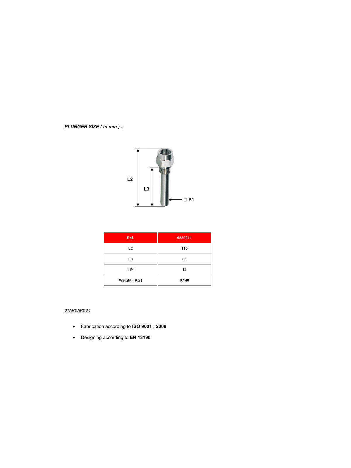 Teploměrová jímka G 1/2″ – Ø14