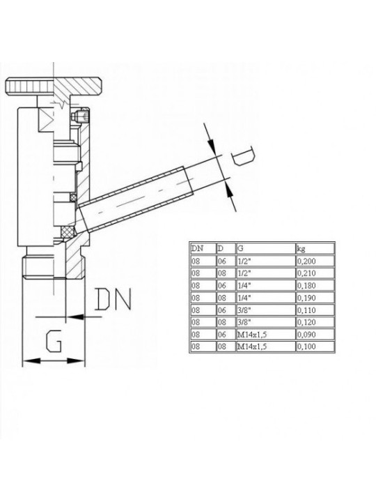 Vzorkovací kohout uhlový