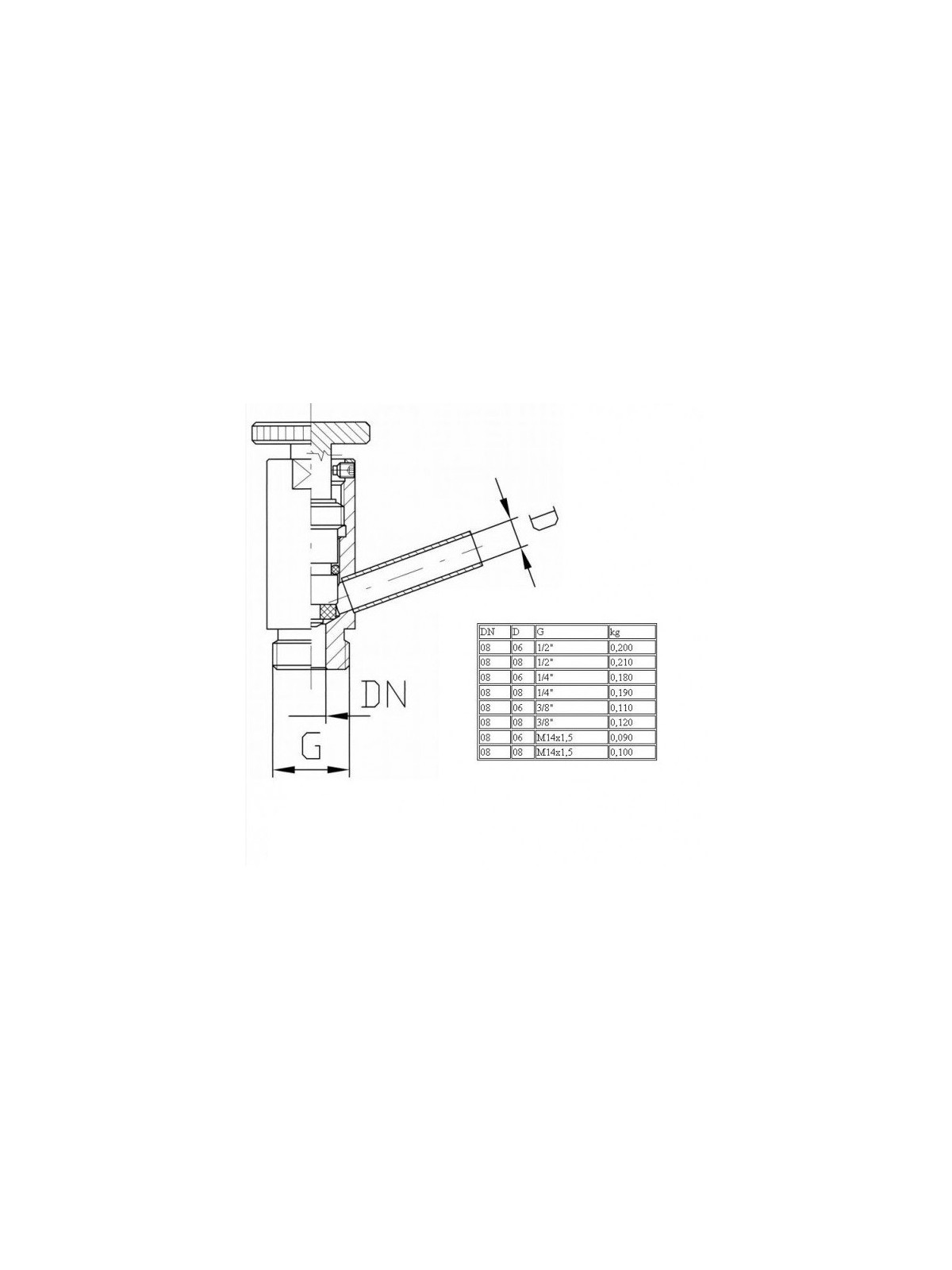 Vzorkovací kohout uhlový