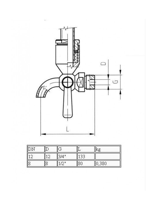 Vzorkovací kohout standard se stavoznakem
