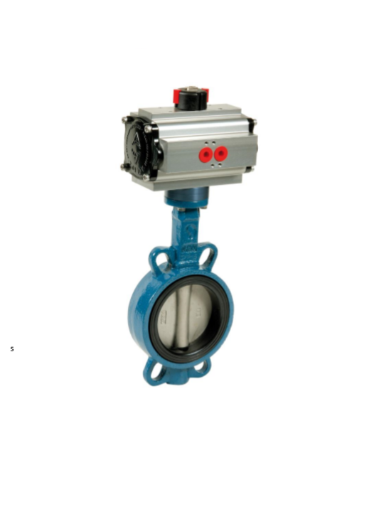 Klapka uzavírací mezipřírubová litinová s nerezovým diskem s pneupohonem ADA