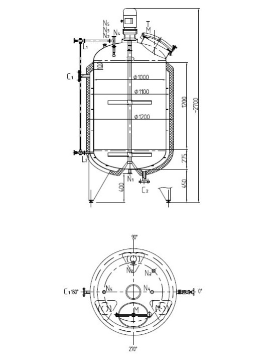 Nerezová nádrž – duplikátor o objemu  1000 litrů s míchadlem
