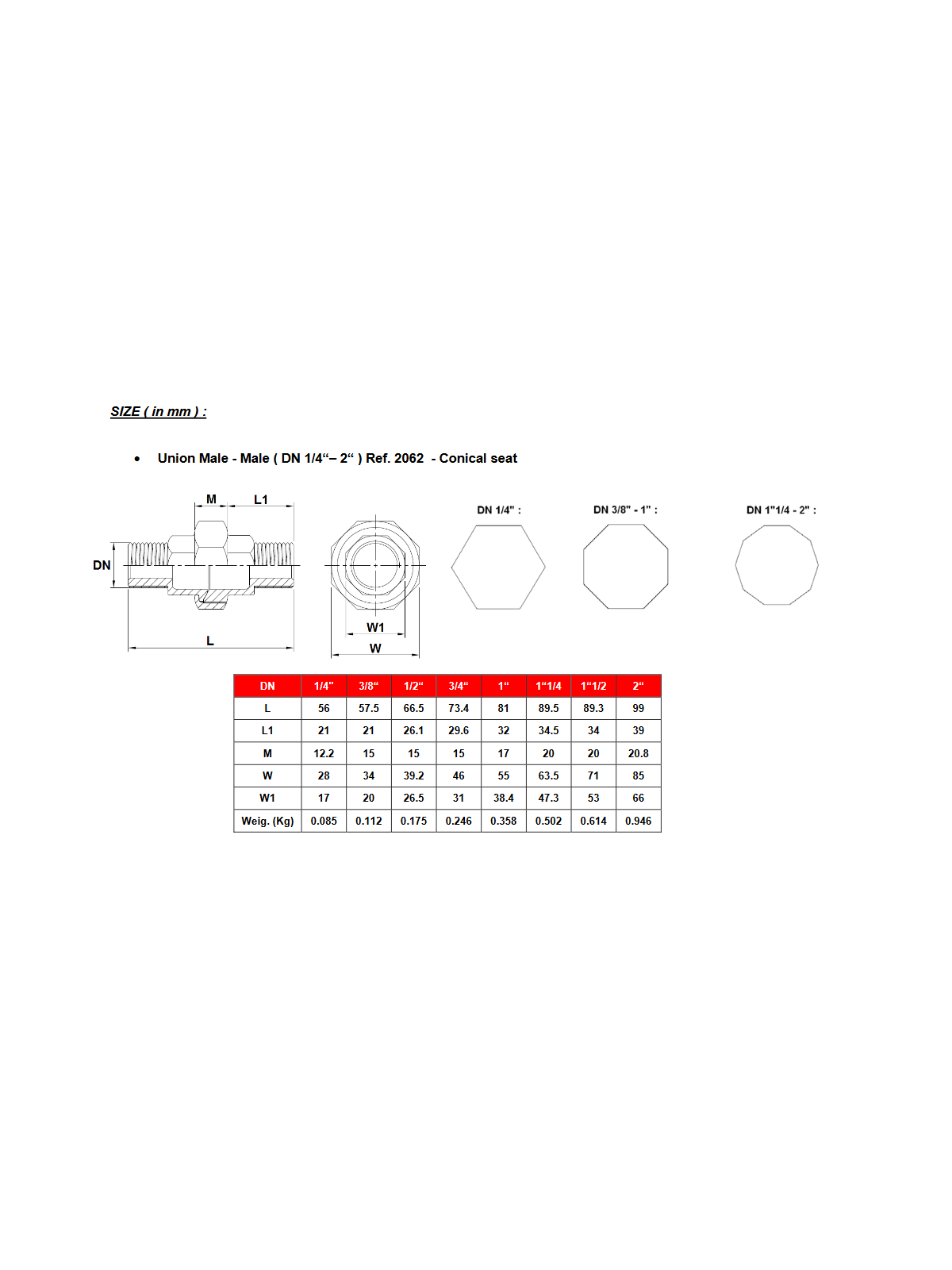 Šroubení – typ 2062 vňe./vňe. – kónus