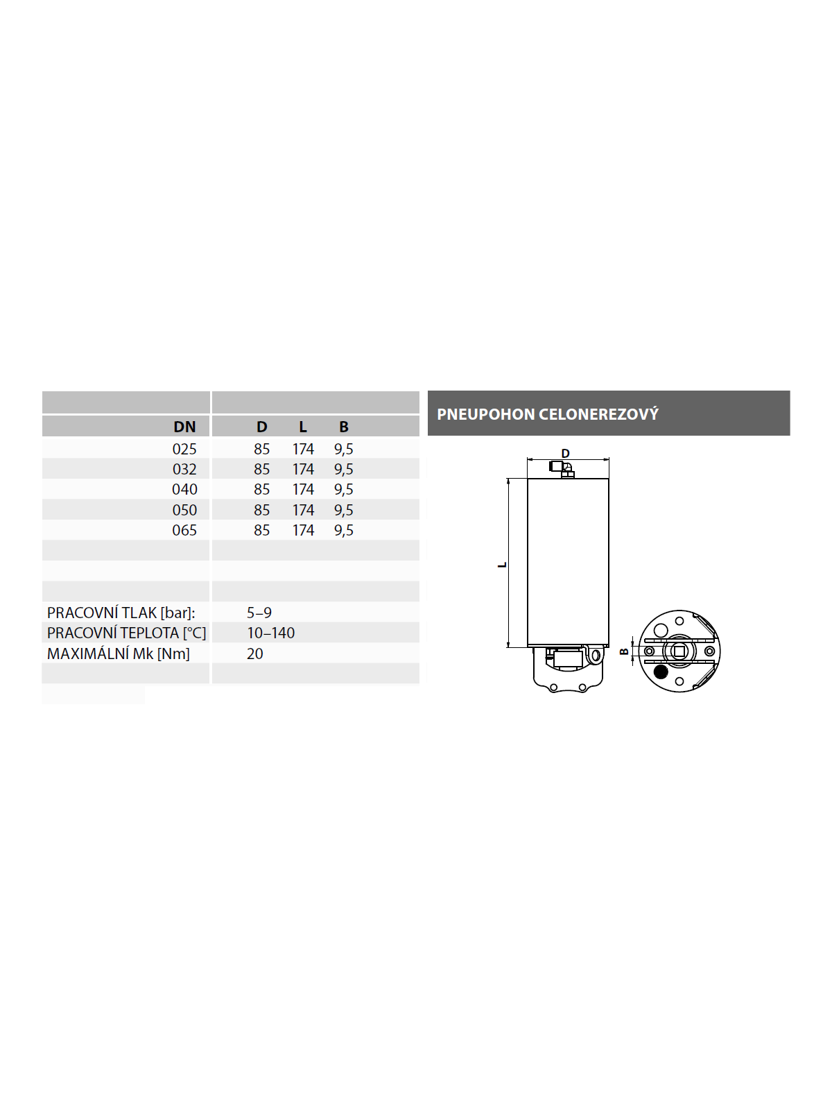 PNEUMATICKÝ POHON k českým  klapkám