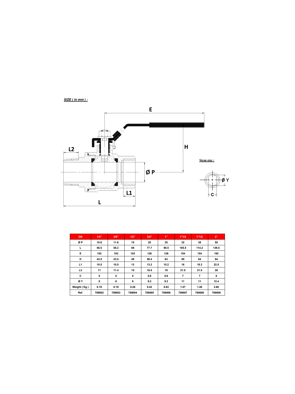 Kulový kohout nerezový 2-dílný – typ BSP vnější / vnitřní závit