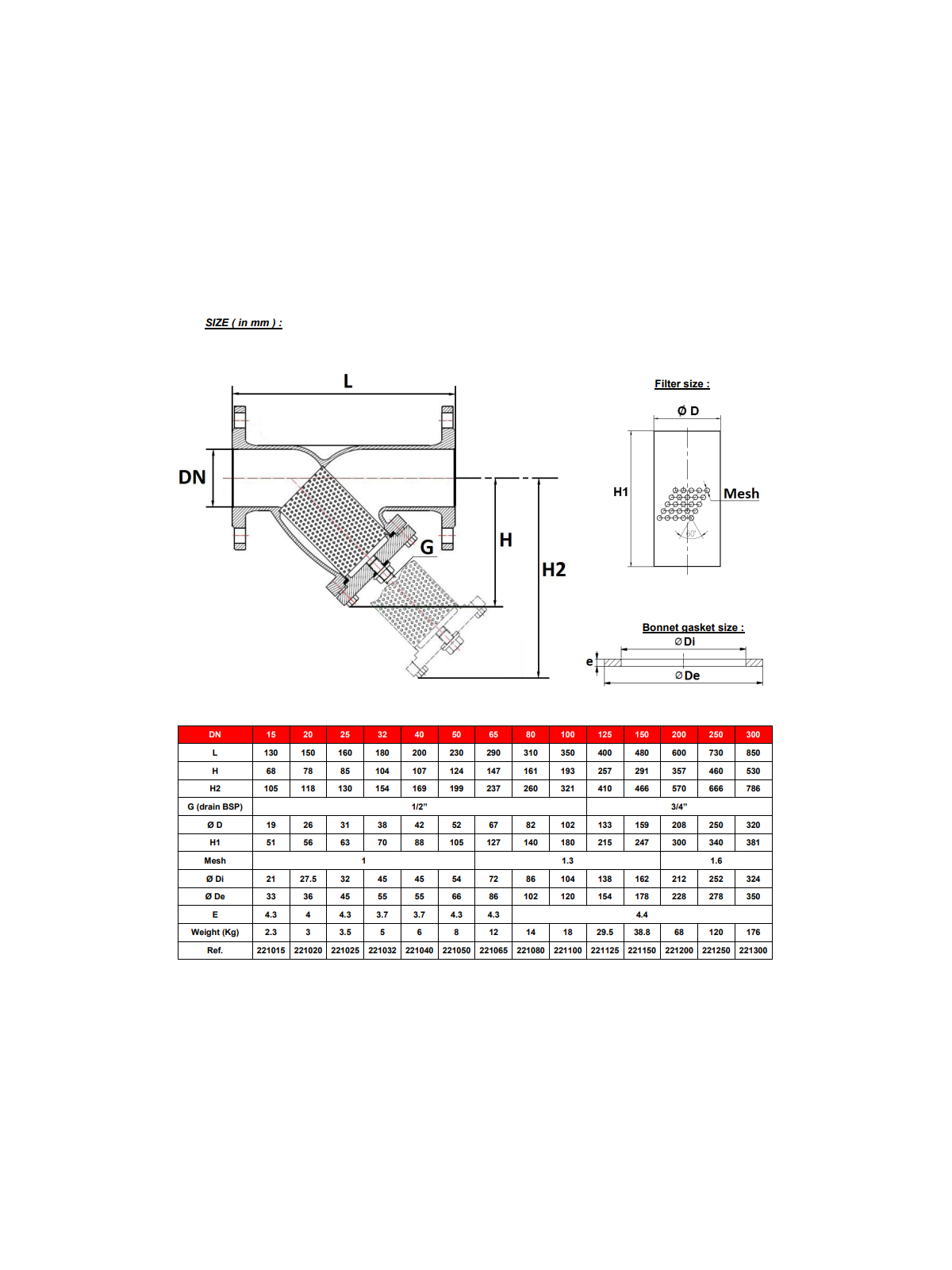 Přírubový filtr – typ 221