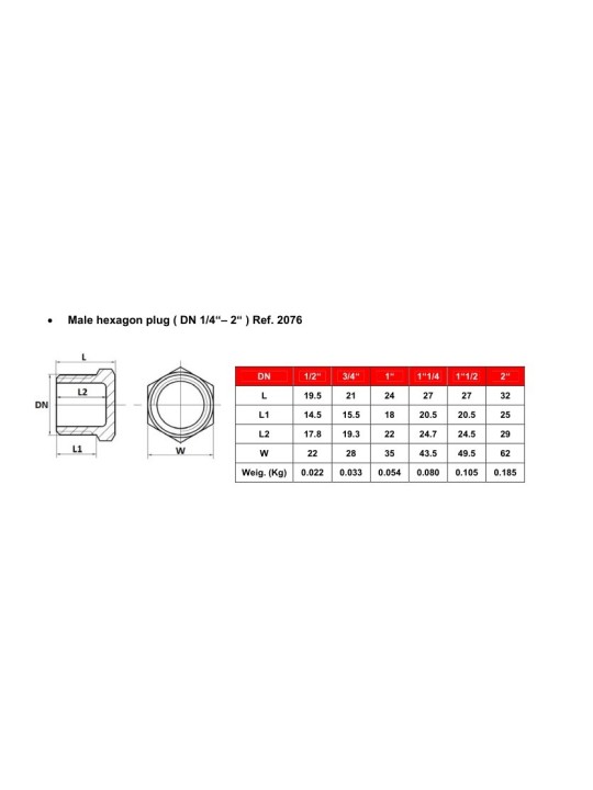 Zátka – typ 2076 vně